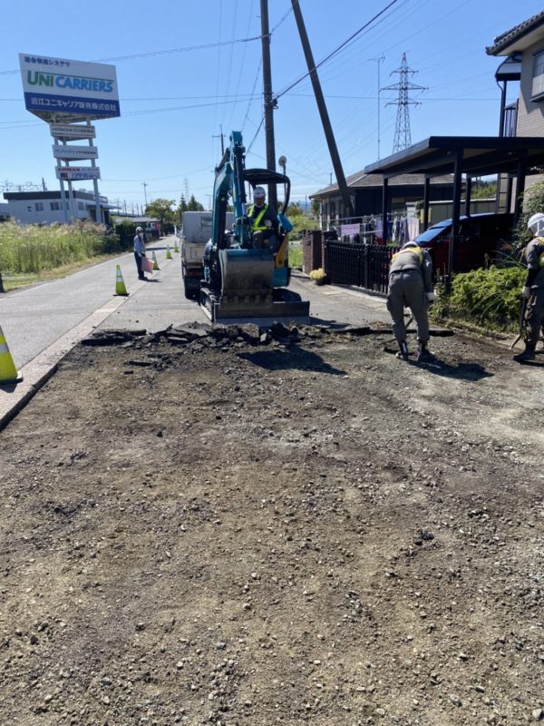 滋賀の市道打ち換え工事